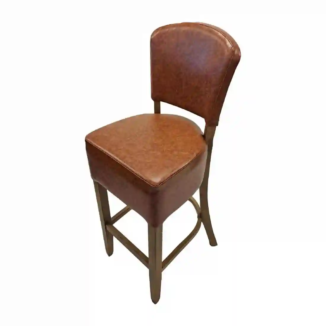 Hanoi Bar Chair in Weathered Oak with Bison Tan Vinyl - Image 1