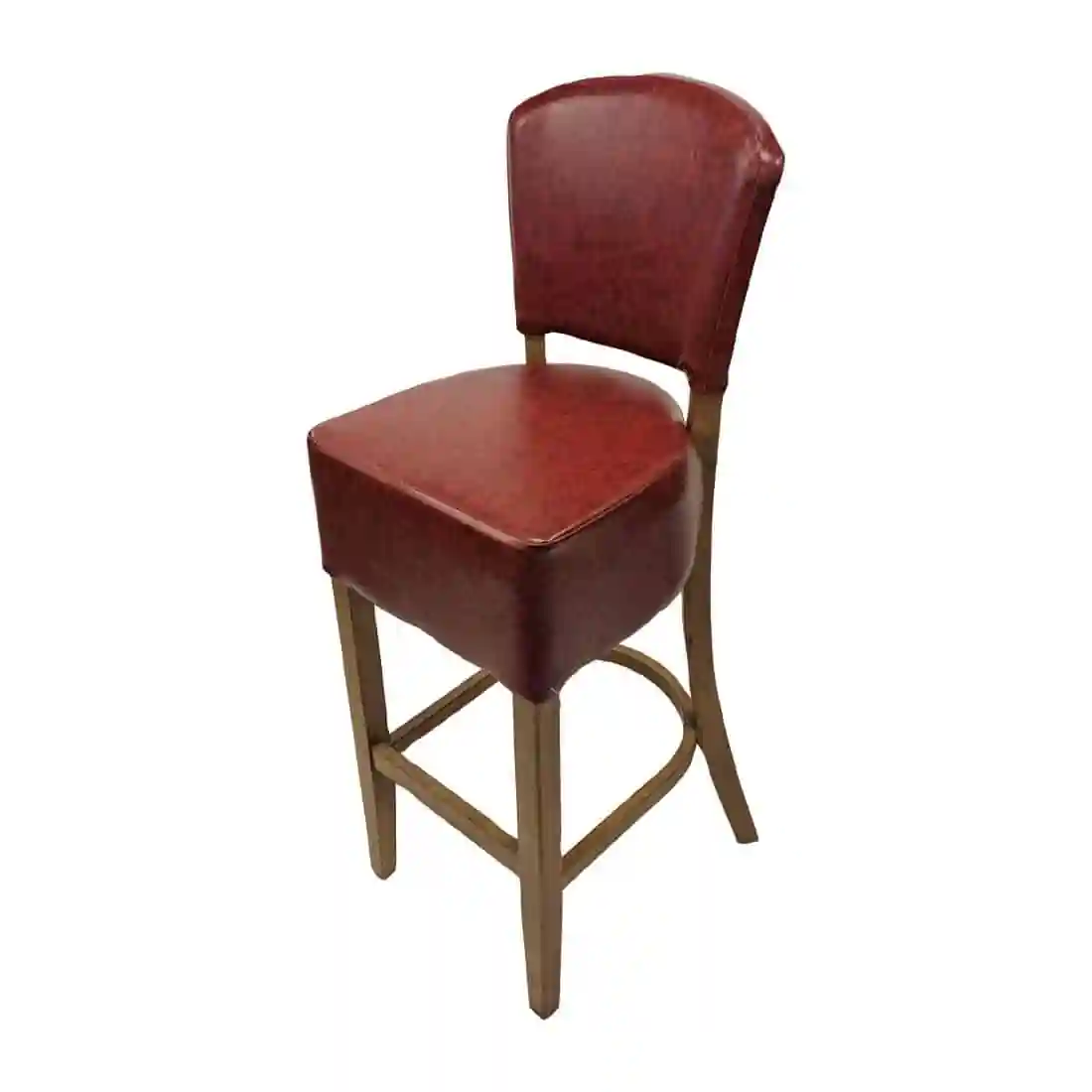 Hanoi Bar Chair in Weathered Oak with Bison Bordeaux Vinyl - Image 1