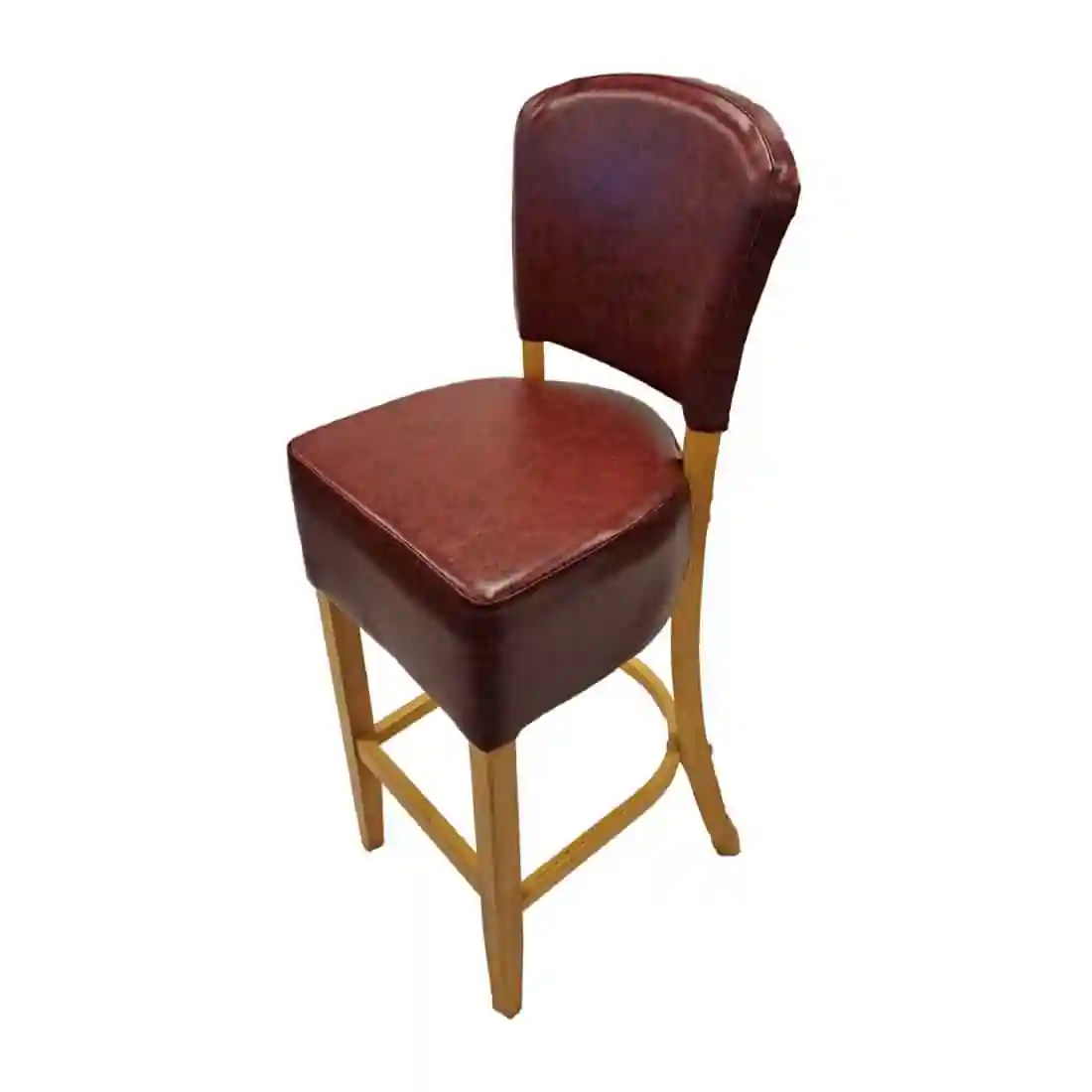 Hanoi Bar Chair in Soft Oak with Bison Bordeaux Vinyl - Image 1