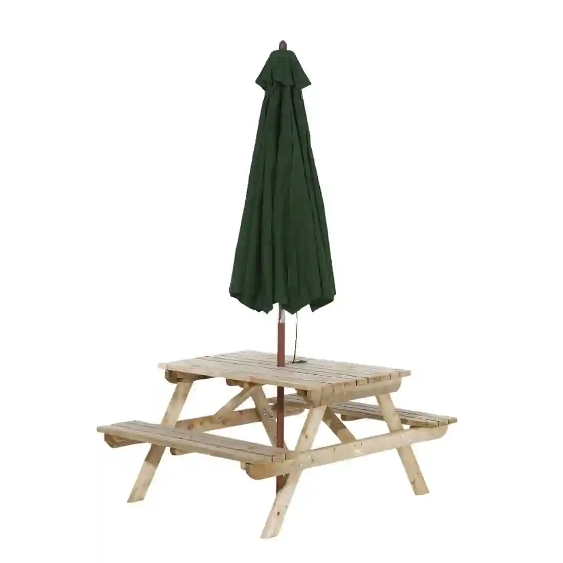 Rowlinson Picnic Table 4ft with Green Parasol 2.7m - Image 2