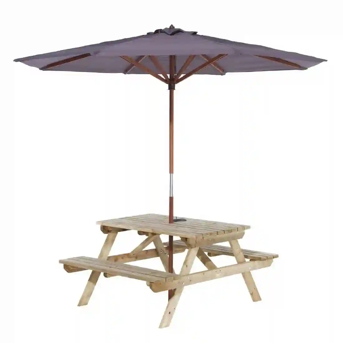 Rowlinson Picnic Table 4ft with Grey Parasol 2.7m - Image 1