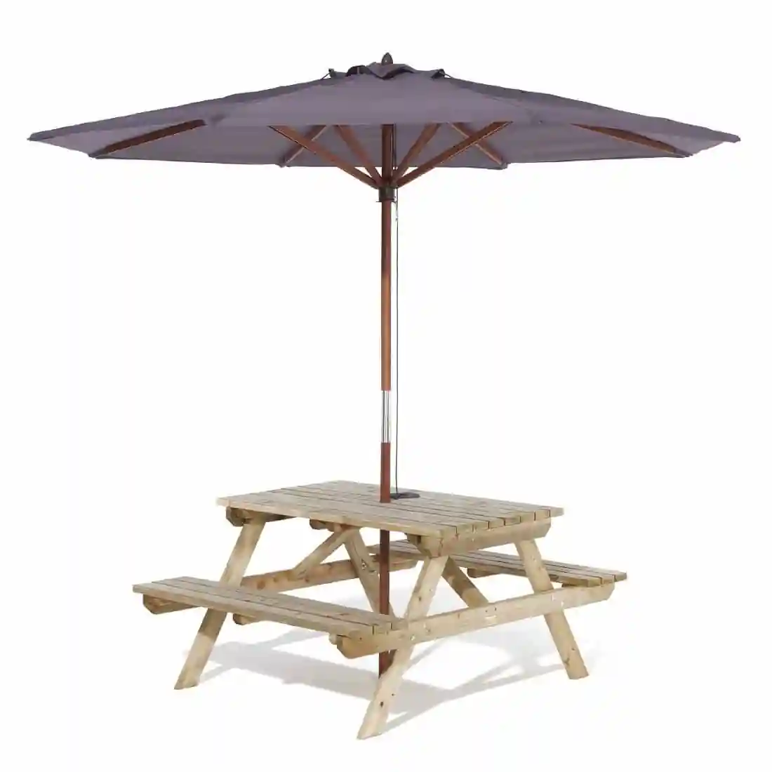 Rowlinson Picnic Table 5ft with Grey Parasol 2.7m - Image 1