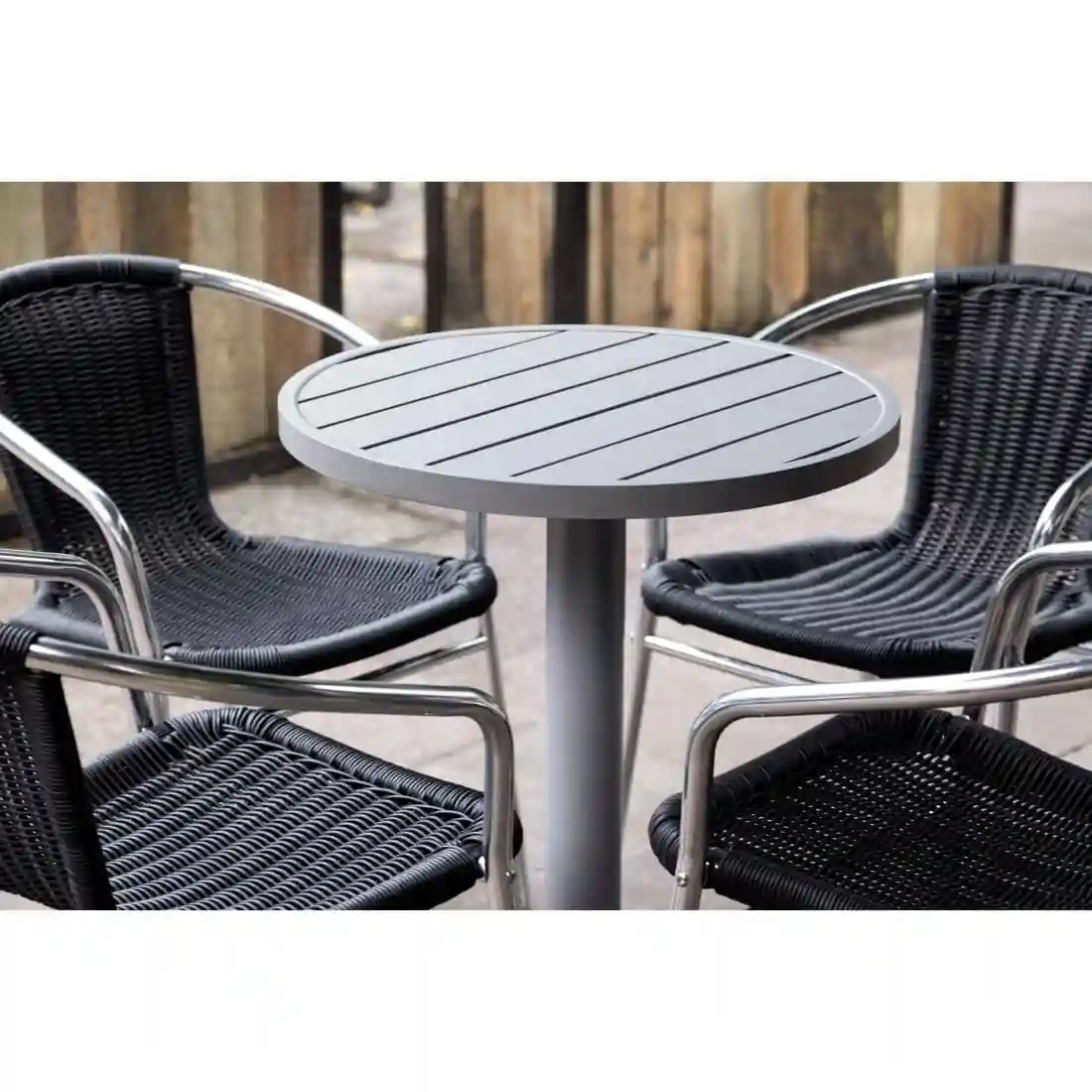 Bolero Aluminium and Black Wicker Chairs Black (Pack of 4) - Image 12