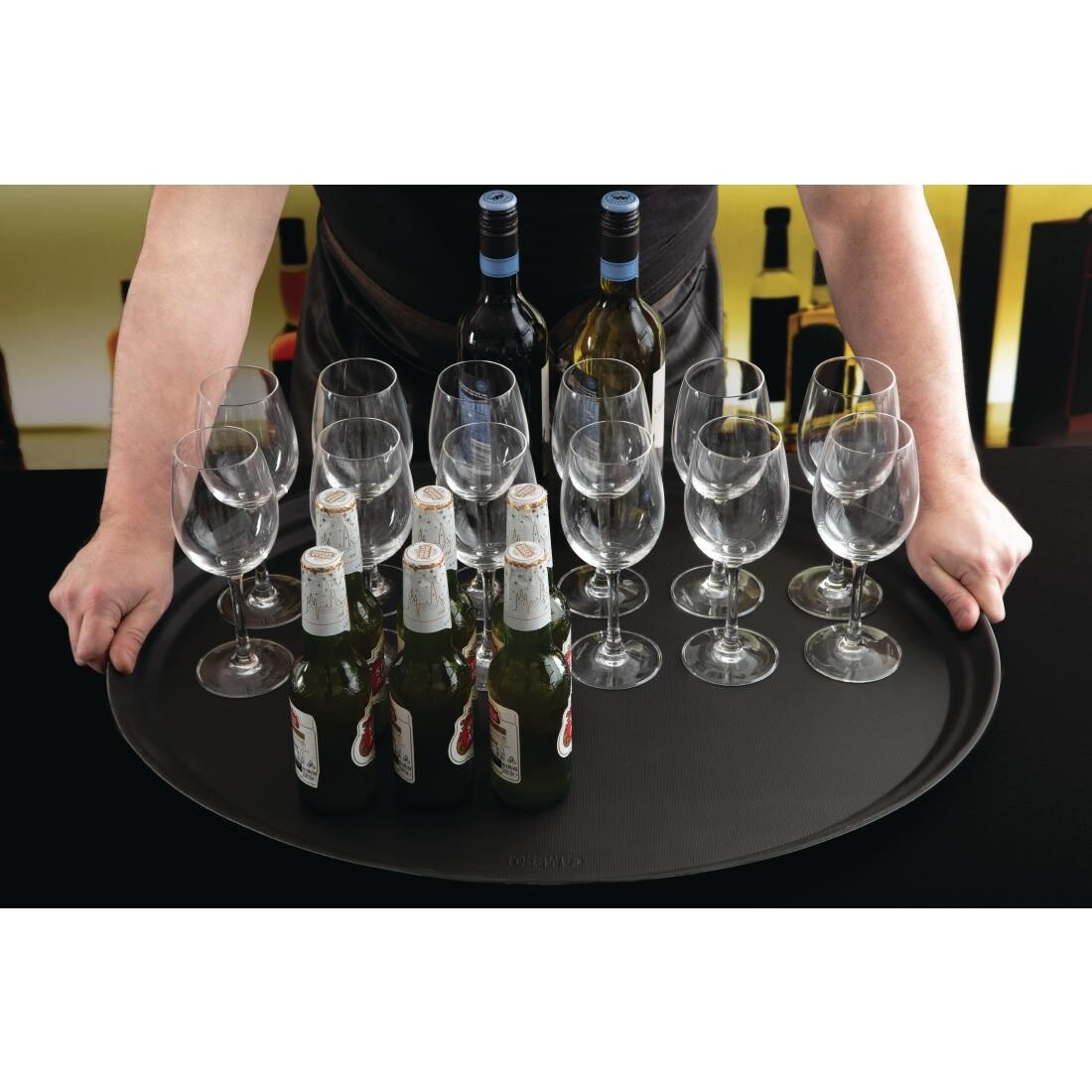 Cambro Camtread Large Black Tray Oval 68cm