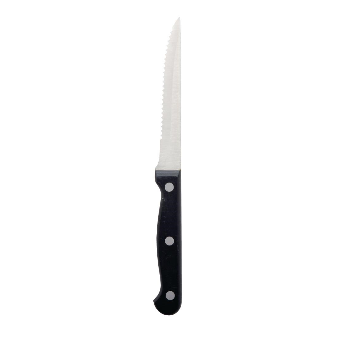 Olympia Serrated Steak Knives Black Handle 115mm