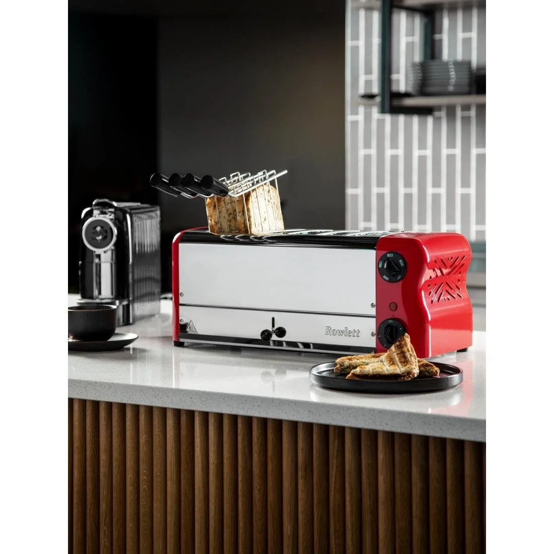 Rowlett Esprit 6 Slot Toaster Traffic Red w/2x Additional Elements & Sandwich Cage - Image 3