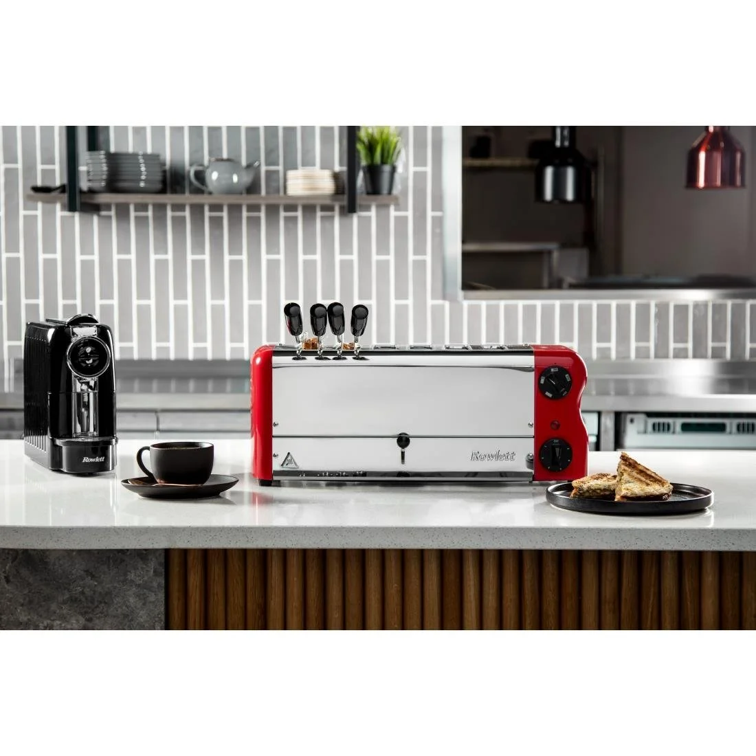 Rowlett Esprit 6 Slot Toaster Traffic Red w/2x Additional Elements & Sandwich Cage - Image 2