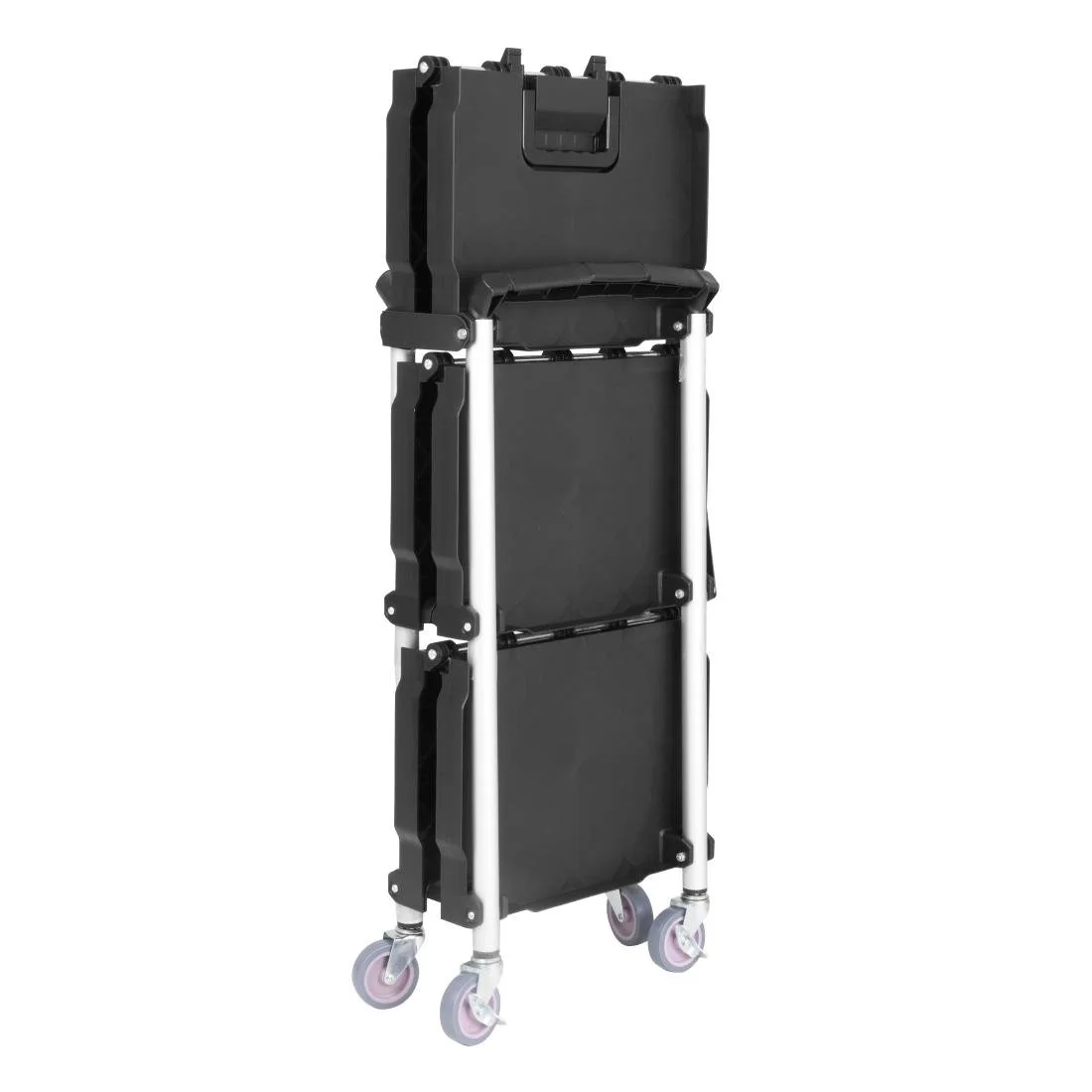 Vogue 3 Tier PP Folding Trolley Black Small - Image 4