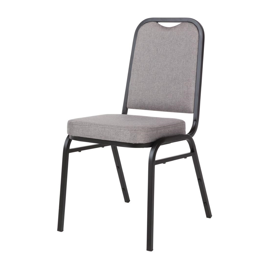 Bolero Steel Banqueting Chair Square Back with Grey Plain Cloth Pack 4