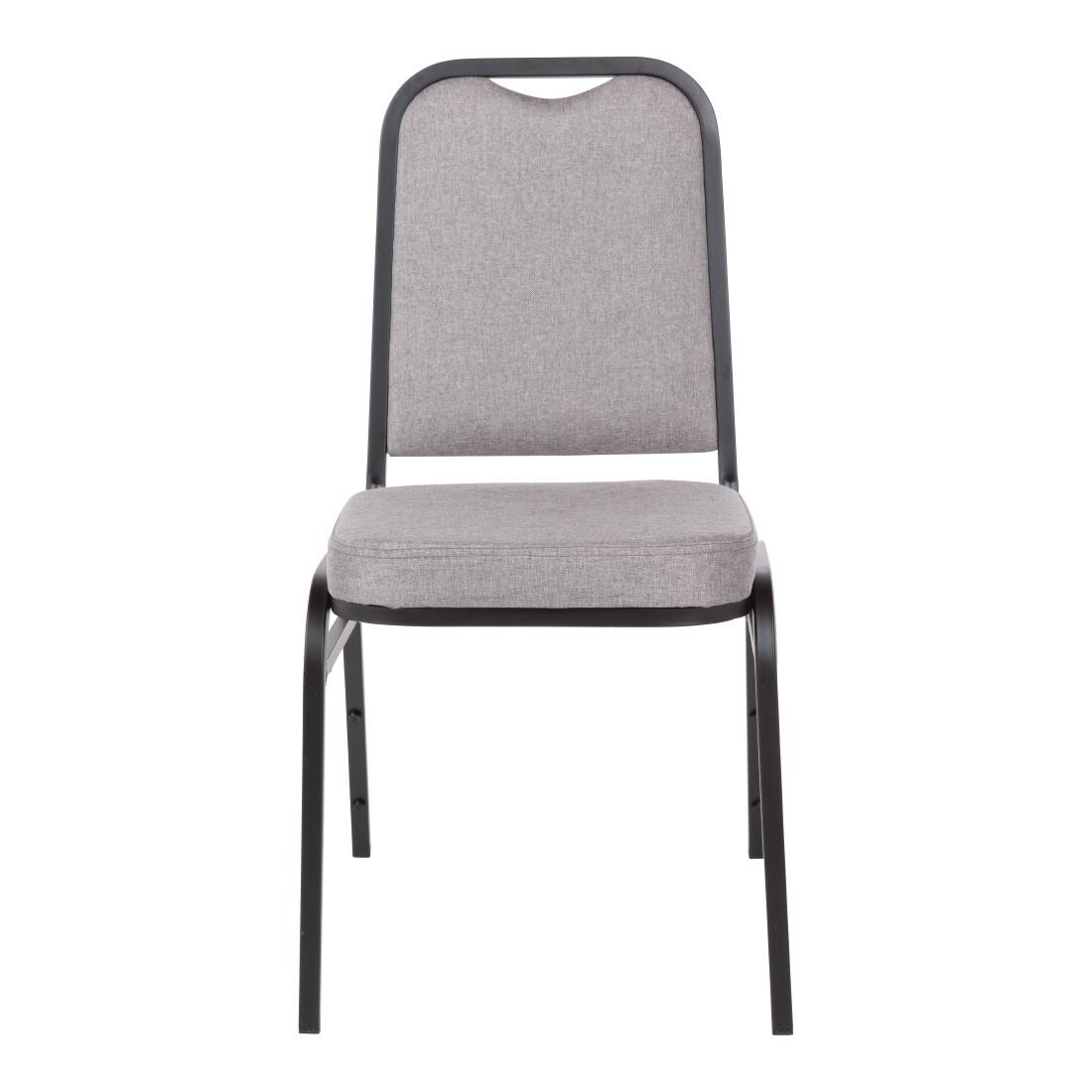 Bolero Steel Banqueting Chair Square Back with Grey Plain Cloth Pack 4