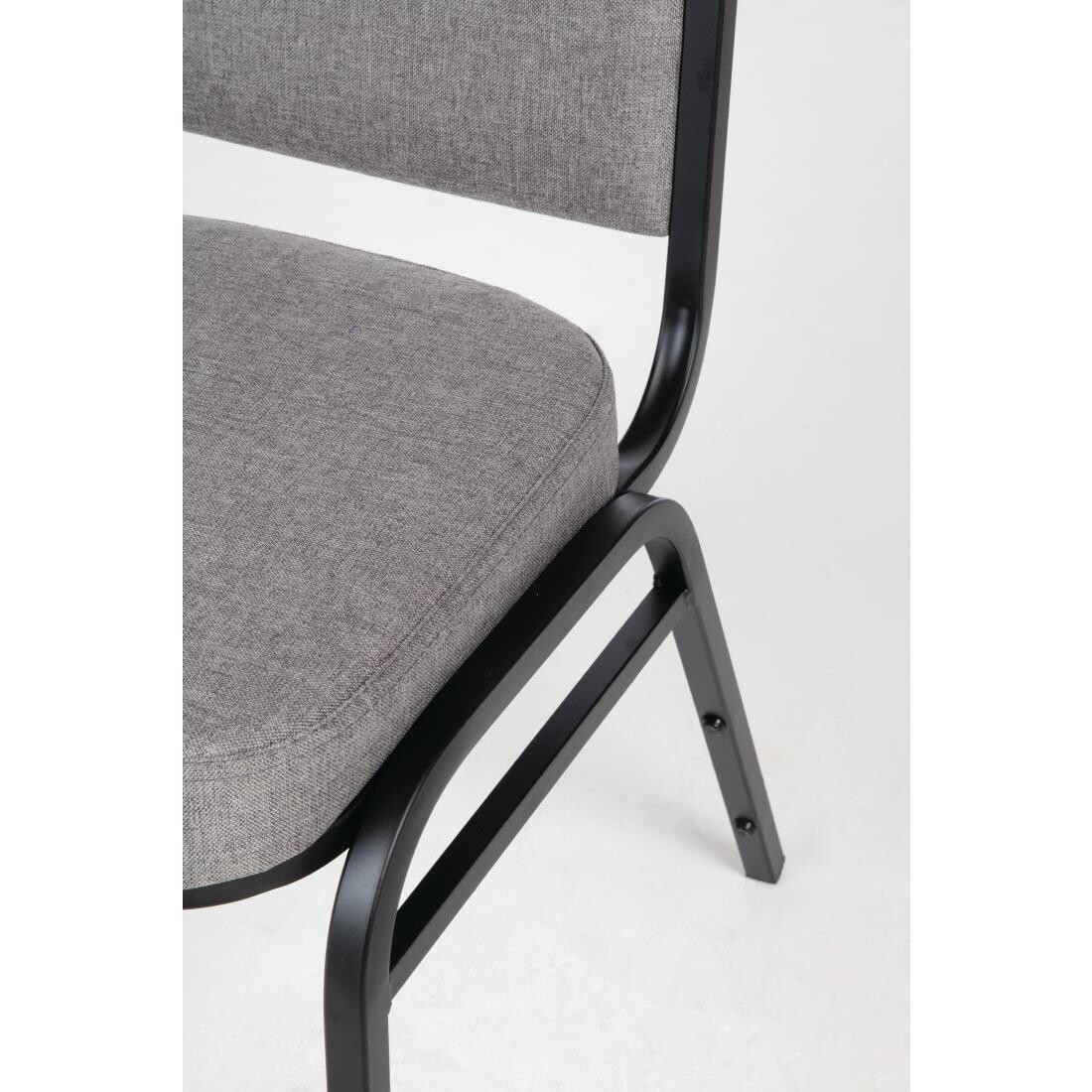 Bolero Steel Banqueting Chair Square Back with Grey Plain Cloth Pack 4