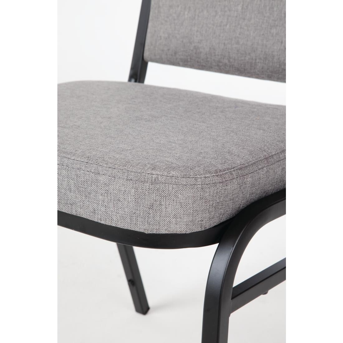 Bolero Steel Banqueting Chair Square Back with Grey Plain Cloth Pack 4