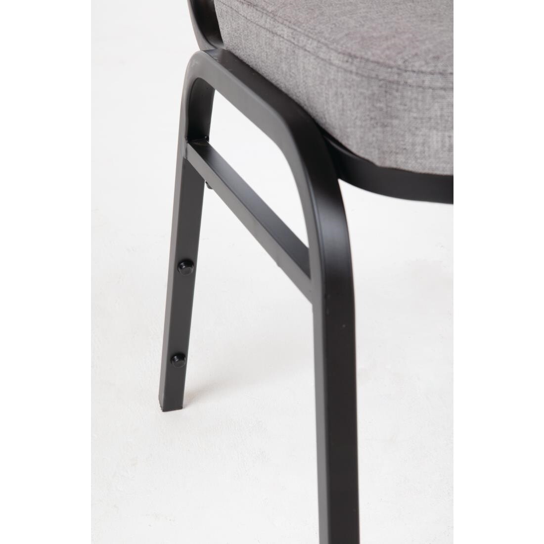 Bolero Steel Banqueting Chair Square Back with Grey Plain Cloth Pack 4