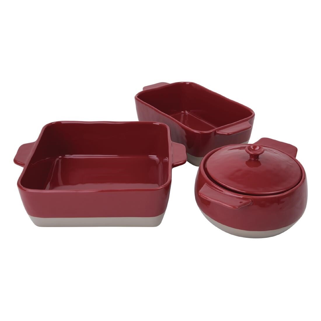 Olympia Red And Taupe Ceramic Roasting Dish ⅓GN