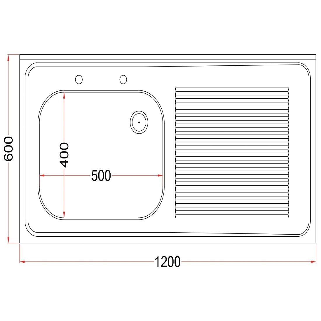 Holmes Fully Assembled Stainless Steel Sink Right Hand Drainer 1200mm