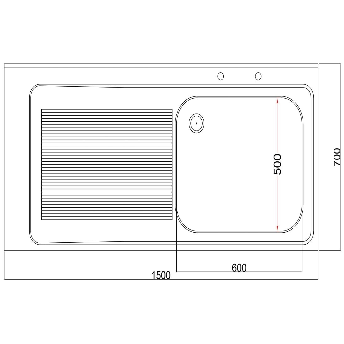 Holmes Fully Assembled Stainless Steel Sink Left Hand Drainer 1500mm