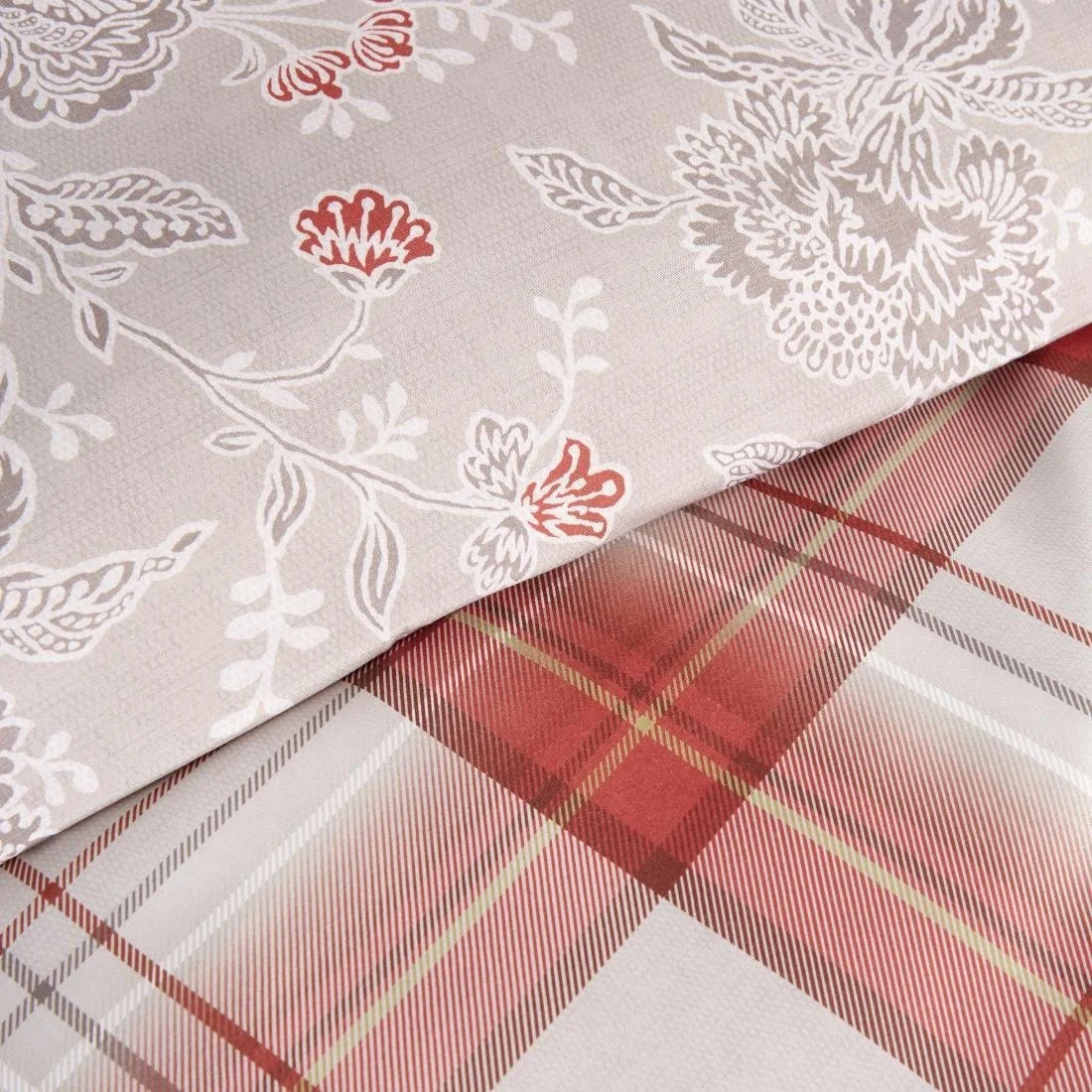 Mitre Essentials Chatsworth Hardwick Taupe/Connel Claret Duvet Cover - Single - Image 2