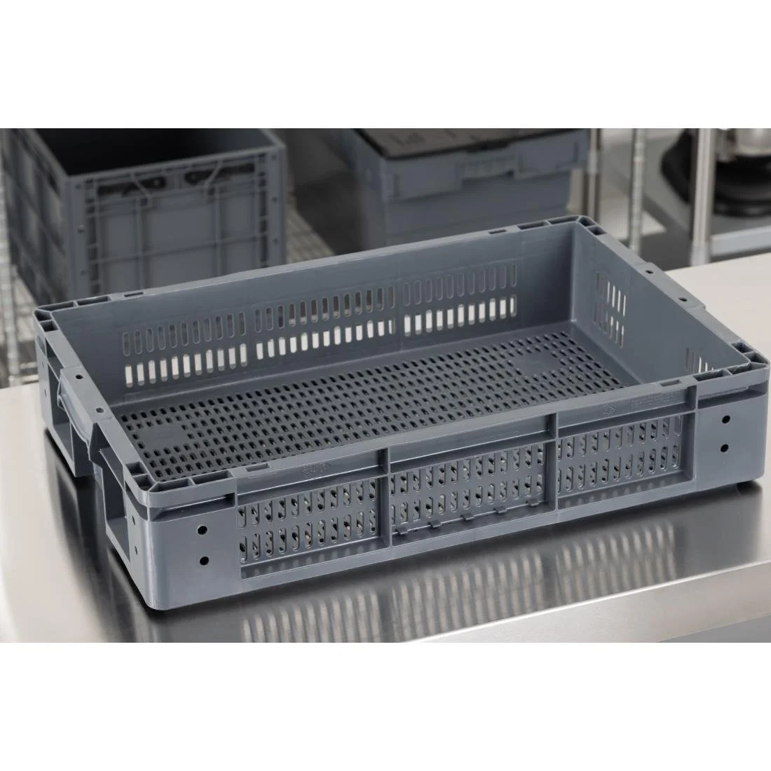 Vogue Perforated Plastic Storage Crate 600x400x120mm - Image 14
