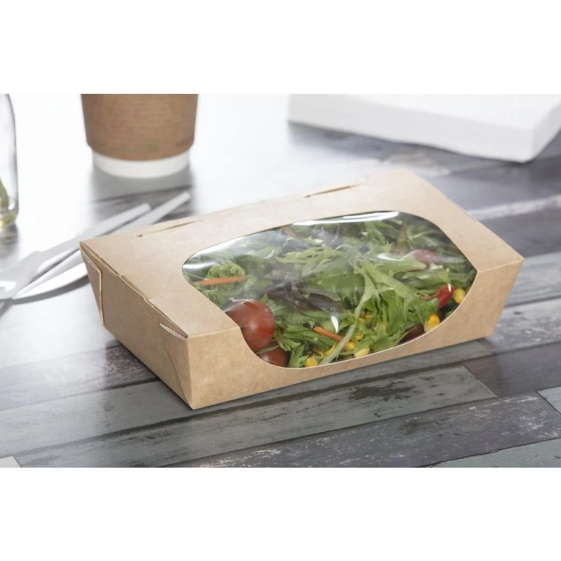 Colpac Recyclable Kraft Tuck-Top Salad Boxes With Window - Image 8