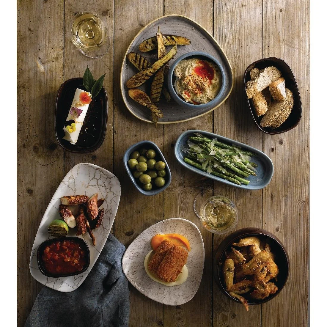 Churchill Studio Prints Kintsugi Chefs Oblong Plates Agate Grey 298x153mm (12 Pack) - Image 4