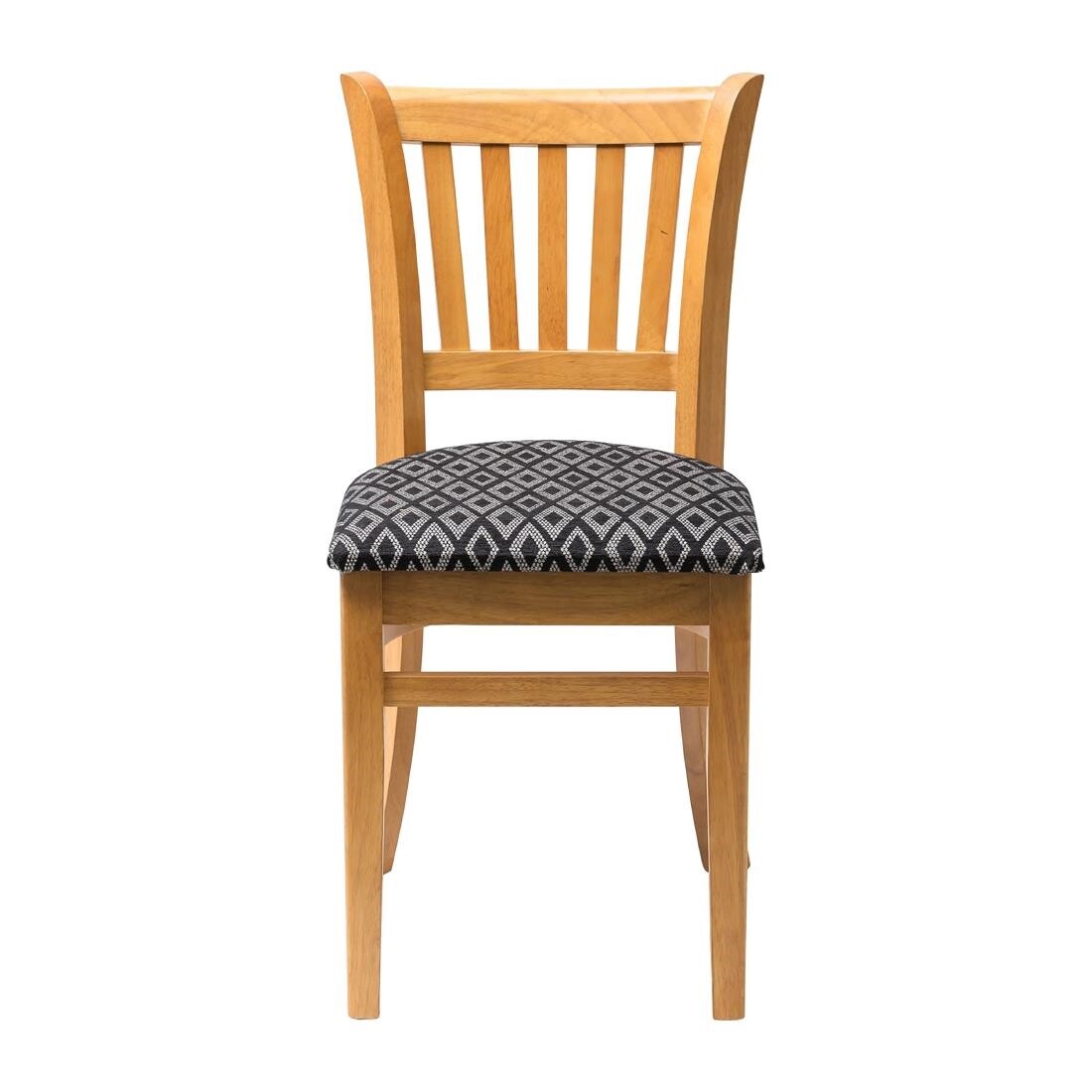 Manhattan Soft Oak Dining Chair with Black Diamond Padded Seat (Pack of 2)