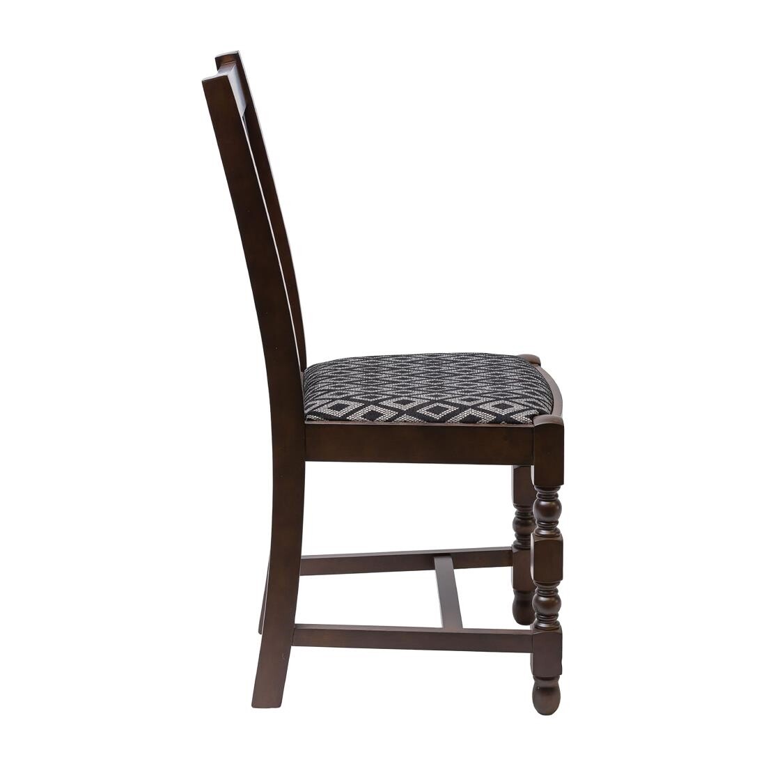 Mayfair Dark Wood High Back Dining Chair with Black Diamond Padded Seat (Pack of 2)