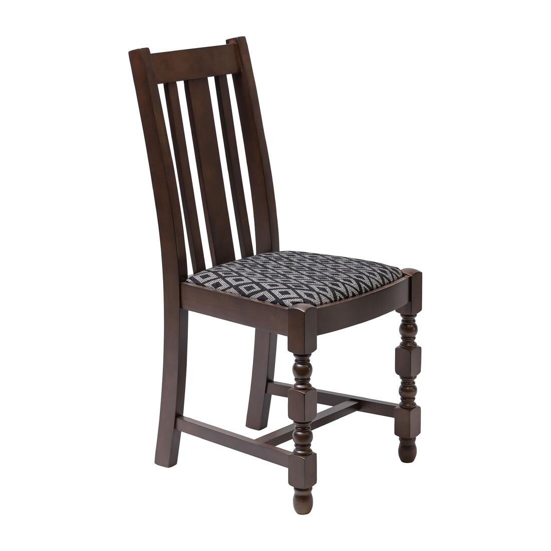 Mayfair Dark Wood High Back Dining Chair with Black Diamond Padded Seat (Pack of 2)