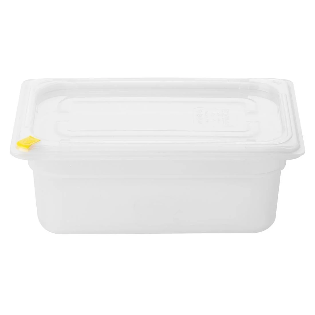 Hygiplas Click PP GN Container 1/4 with Lid & 7 Colour Clips 100mm 2.5Ltr (4 Pack) - Image 1