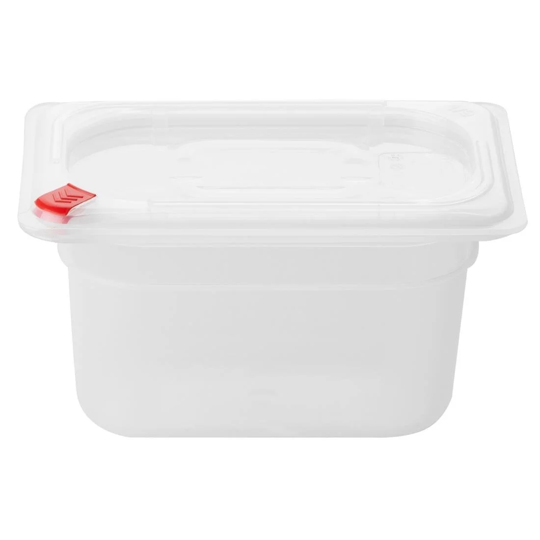 Hygiplas Click PP GN Container 1/9 with Lid & 7 Colour Clips 100mm 0.85Ltr (4 Pack) - Image 1