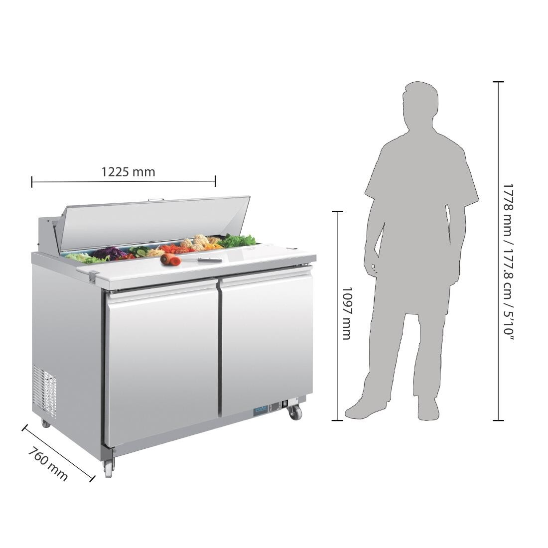 Polar 2 Door Preparation Counter 405Ltr