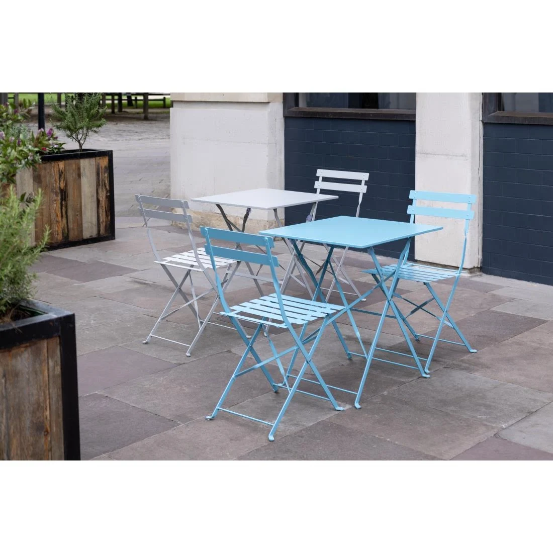 Bolero Seaside Blue Pavement Style Steel Table Square 600mm