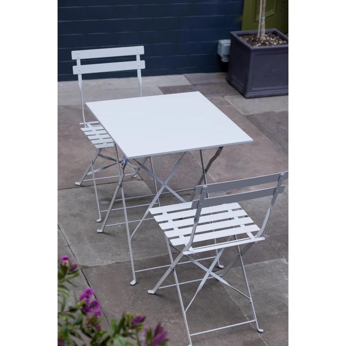 Bolero Grey Square Pavement Style Steel Table