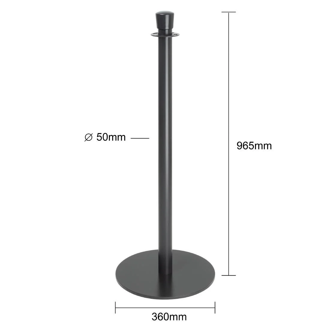 Bolero Flat Base Barrier Posts Black (2 Pack) - Image 5