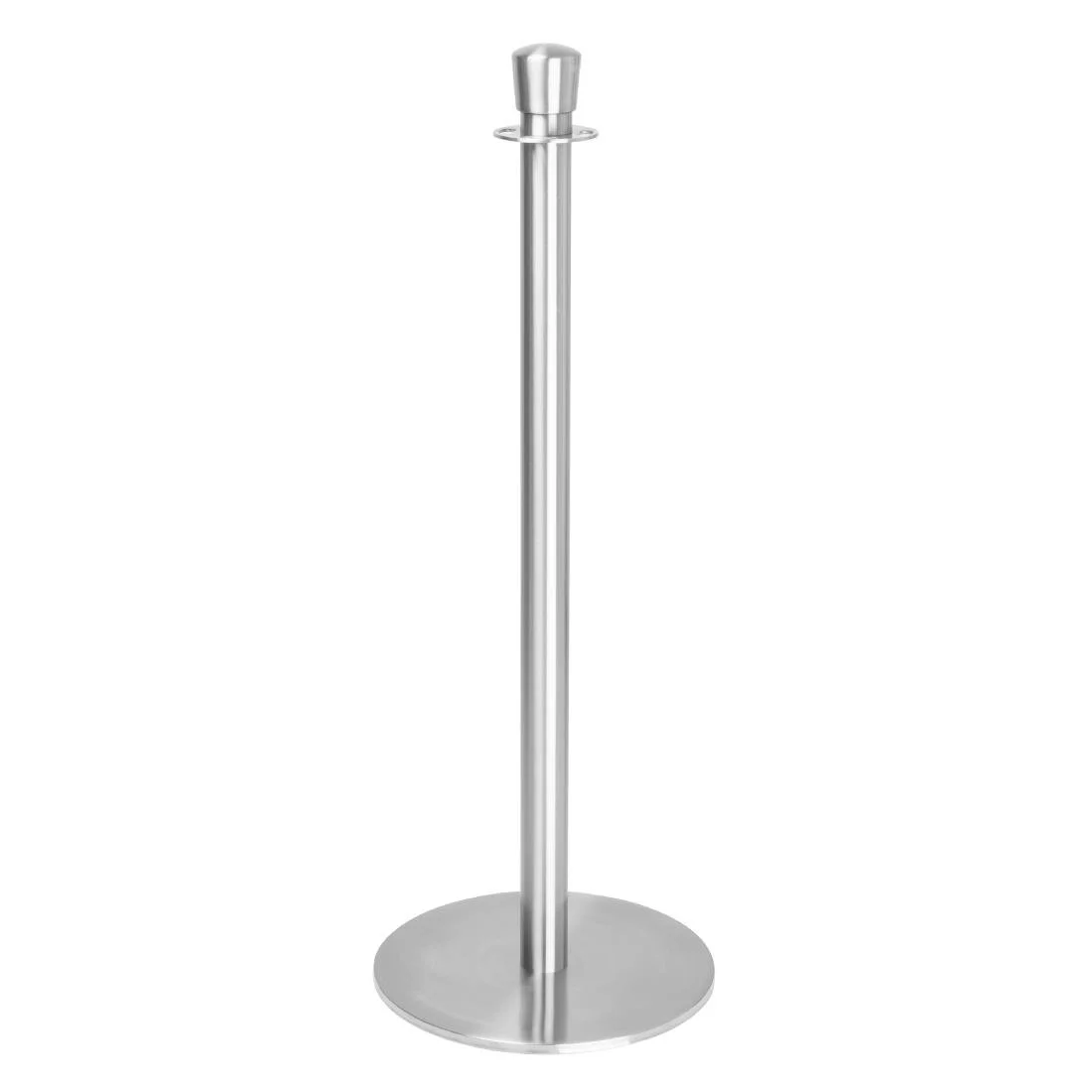 Bolero Flat Base Barrier Posts Brushed Stainless Steel (2 Pack) - Image 1