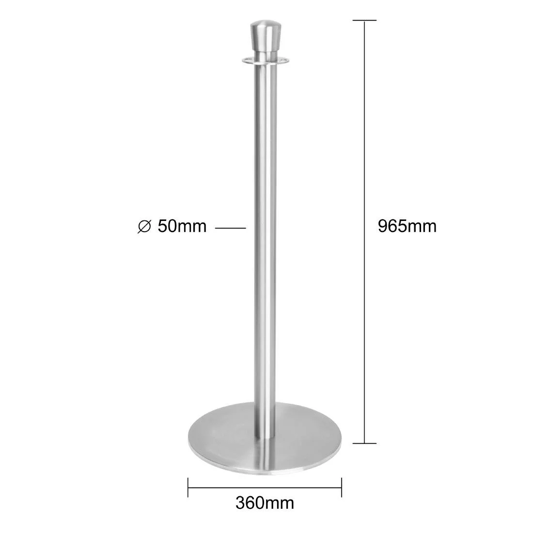Bolero Flat Base Barrier Posts Brushed Stainless Steel (2 Pack) - Image 5