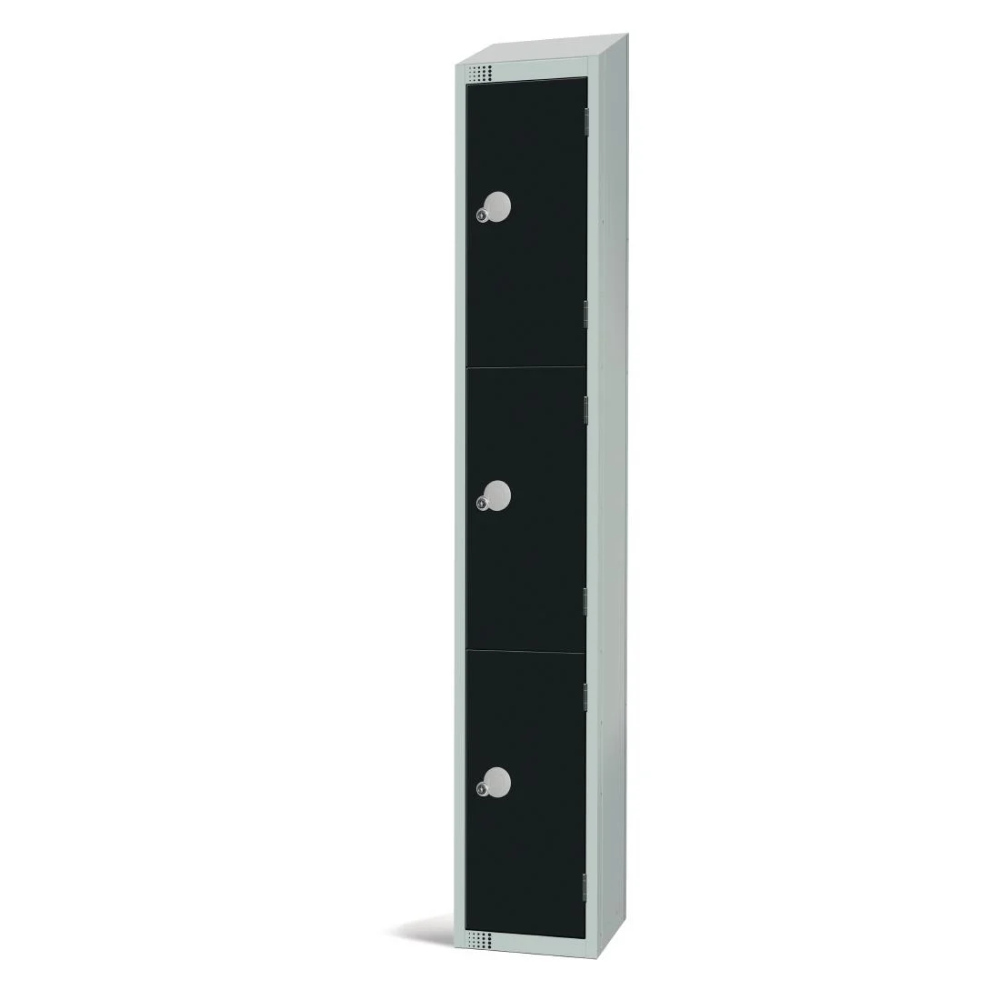 Elite Three Door Camlock Locker with Sloping Top Black