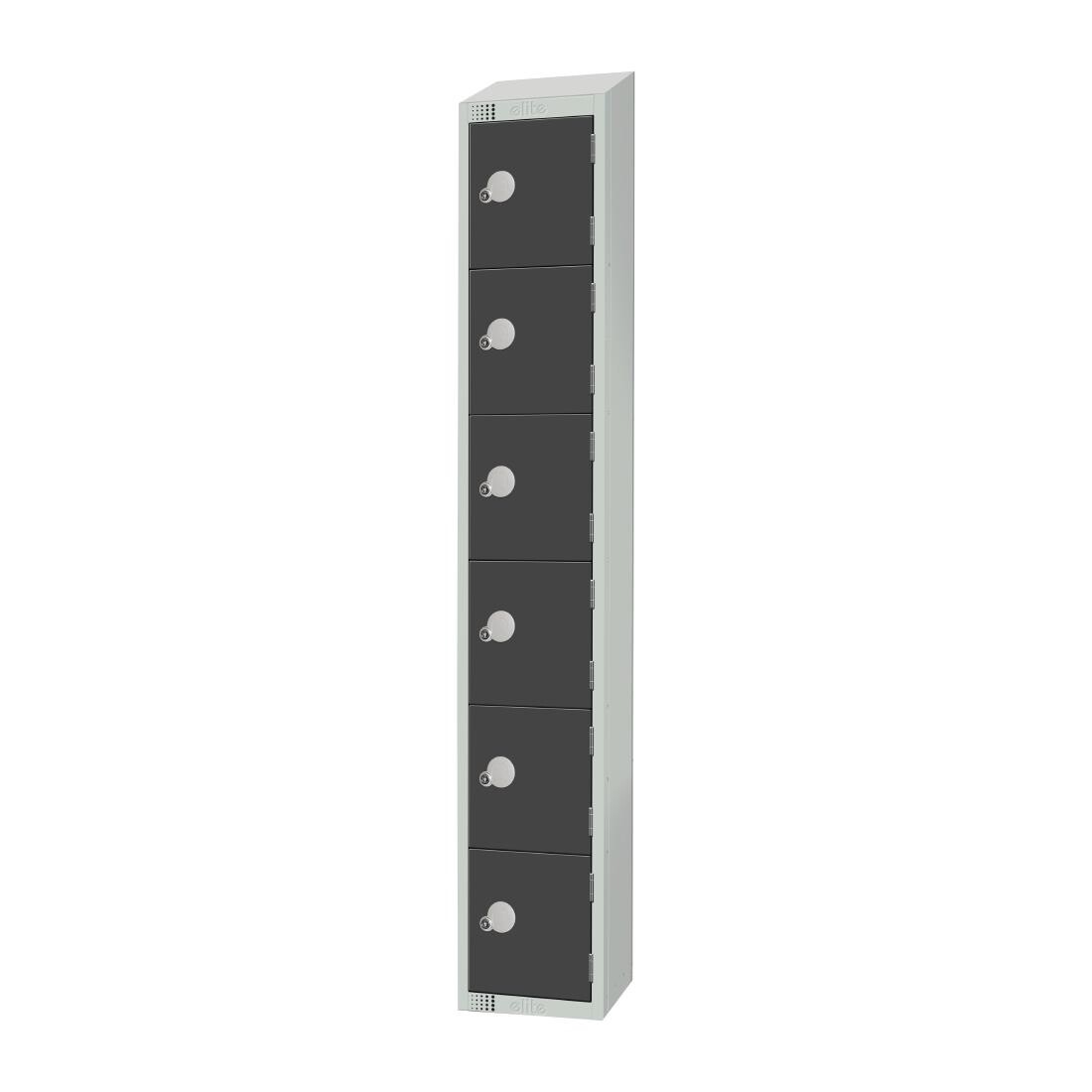 Elite Six Door Padlock Locker with Sloping Top Graphite Grey