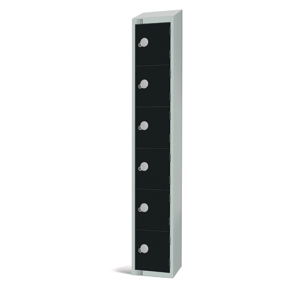 Elite Six Door Manual Combination Locker Locker Black with sloping top