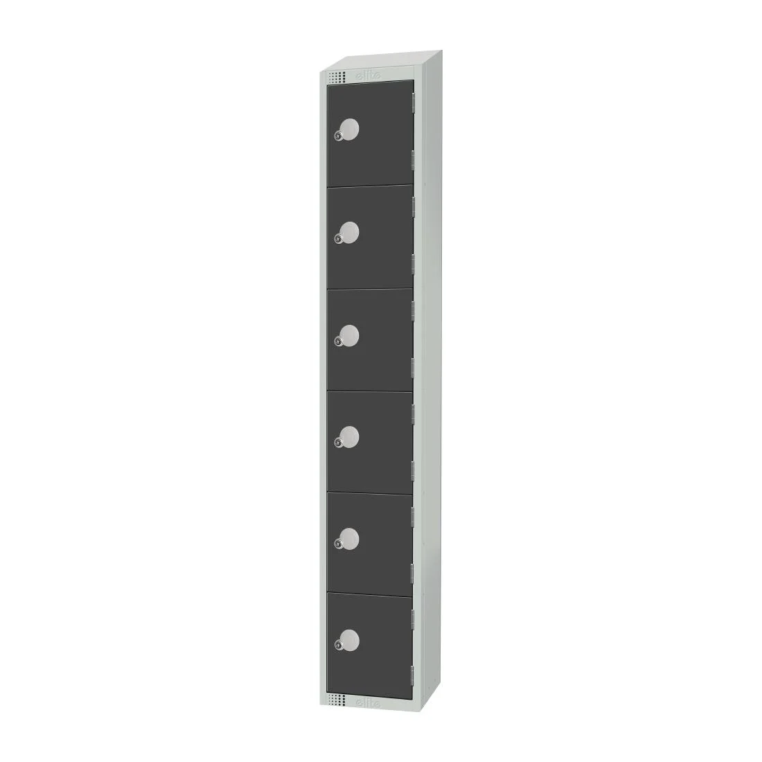 Elite Six Door Camlock Locker with Sloping Top Graphite Grey