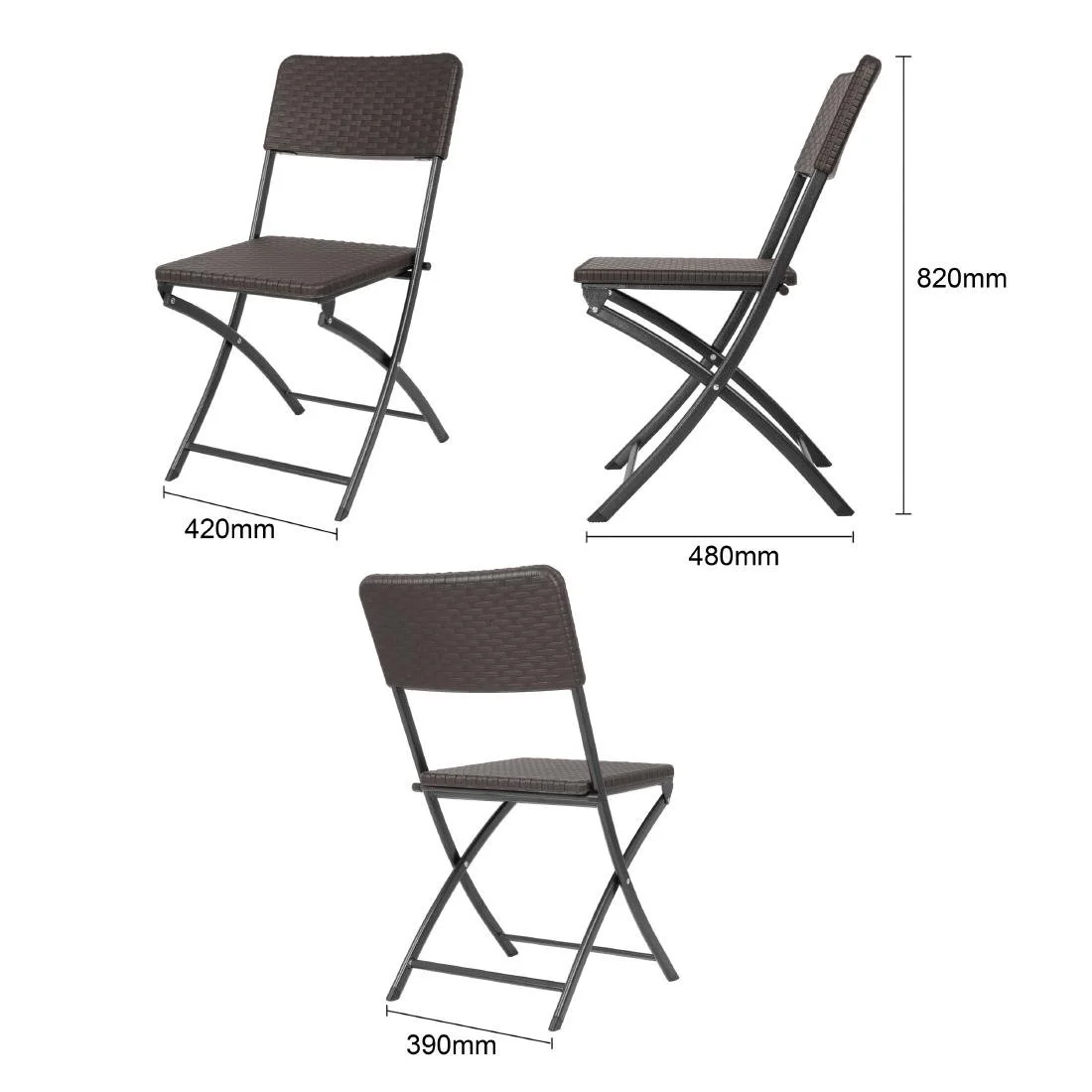 Bolero Rattan Folding Chairs Brown (2 Pack) - Image 5