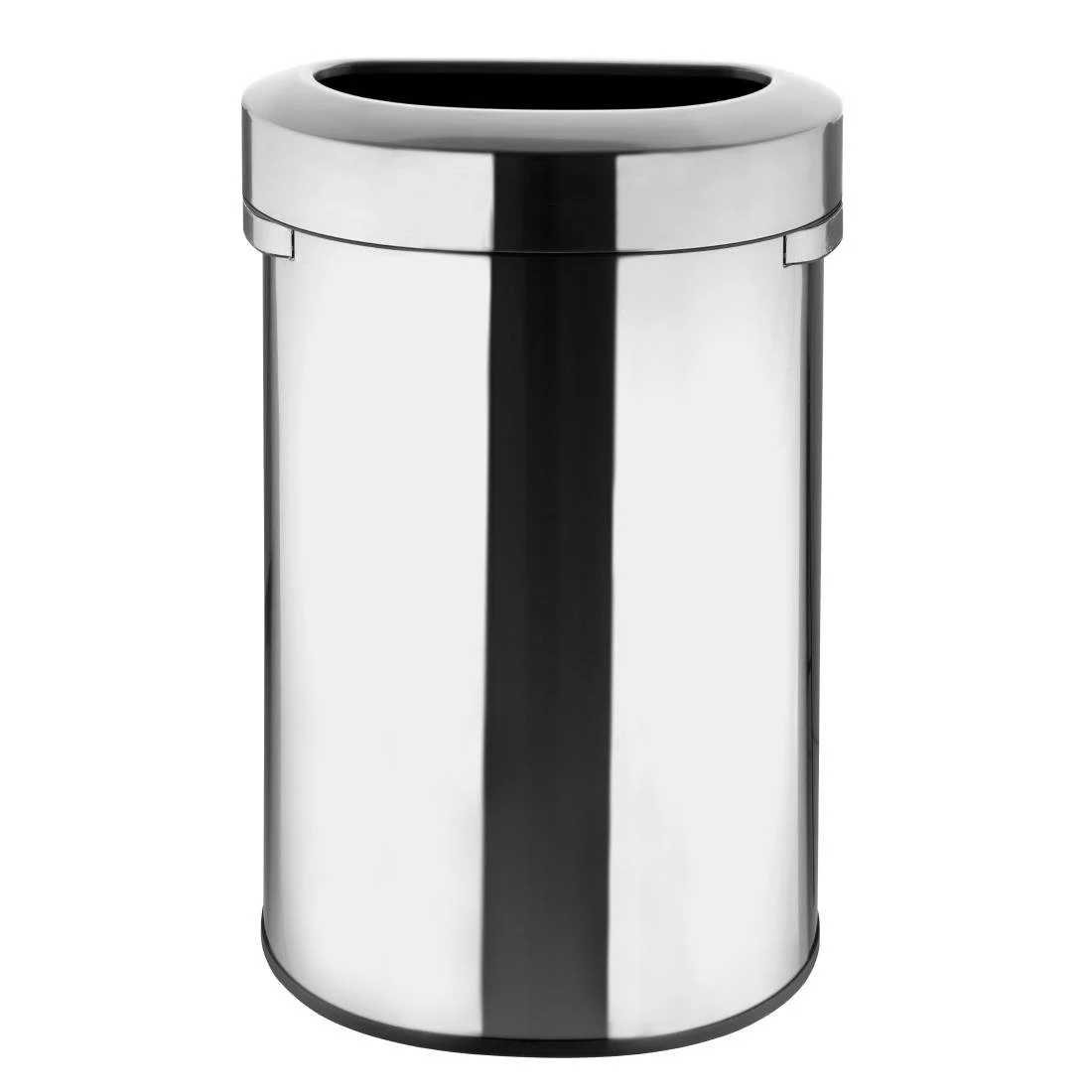 Bolero 'D' Shape Bin with Open Lid Brushed Steel 86Ltr - Image 1