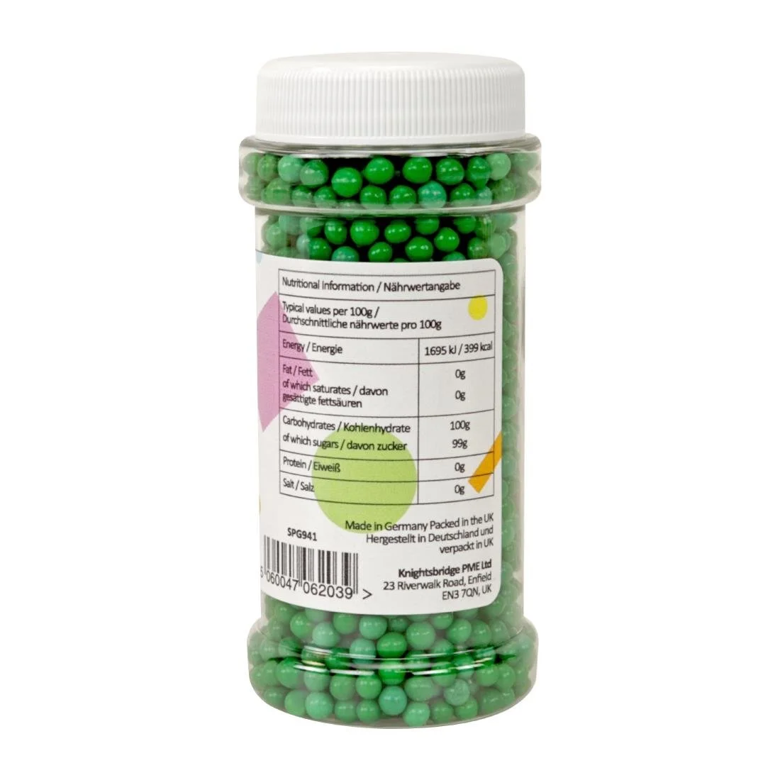 PME Sugar Pearls 100g - Green - Image 2