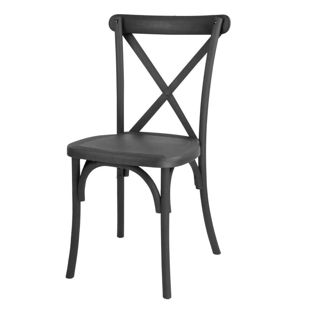 Bolero Manhattan Cross-Back Resin Chairs Black (4 Pack) - Image 1
