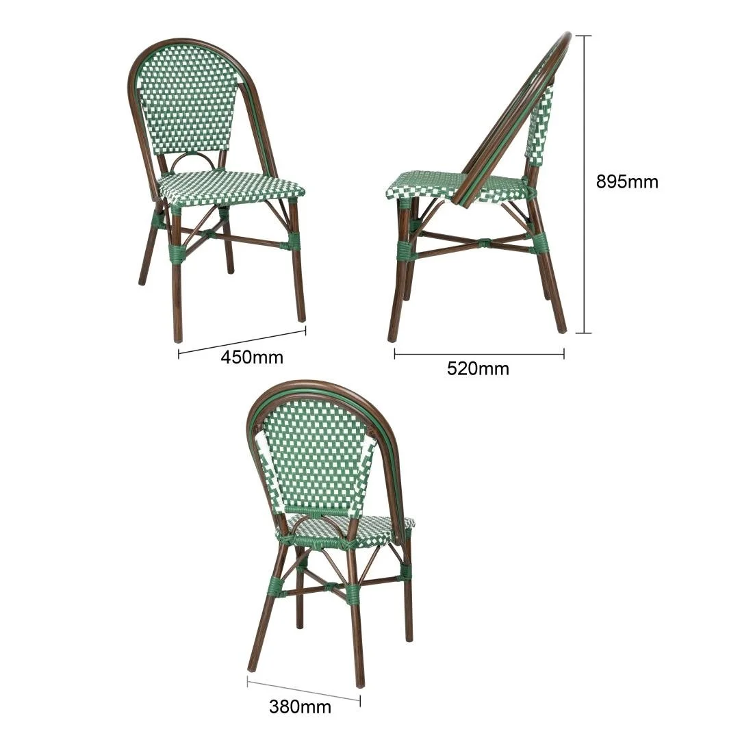 Bolero Parisian Style PE Rattan Chair Green Dot Mix (2 Pack) - Image 5