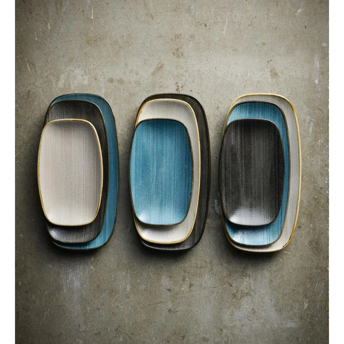 Churchill Stonecast Raw Teal Oblong Chefs Plates 180 x 101mm (12 Pack) - Image 2