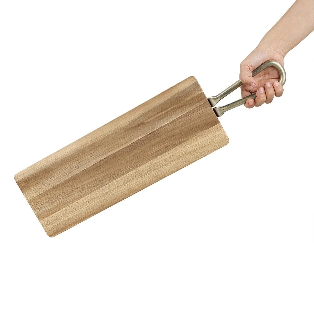 Olympia Rectangular Paddle Board Acacia Wood Metal Handle 575x152mm - Image 6