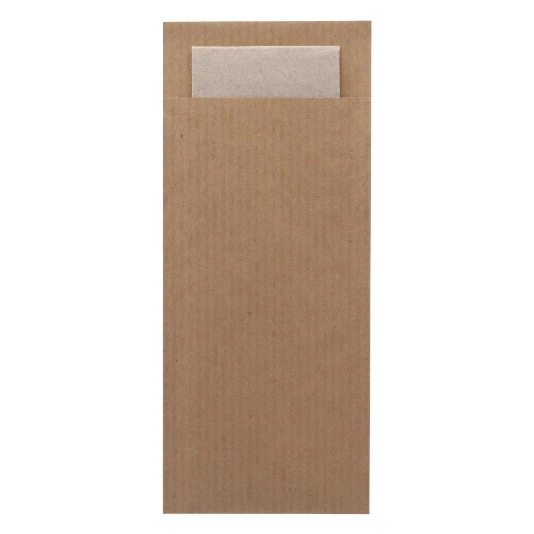 Europochette Classic Size Kraft Brown Cutlery Pouch with Kraft 2ply Napkin (500 Pack) - Image 1