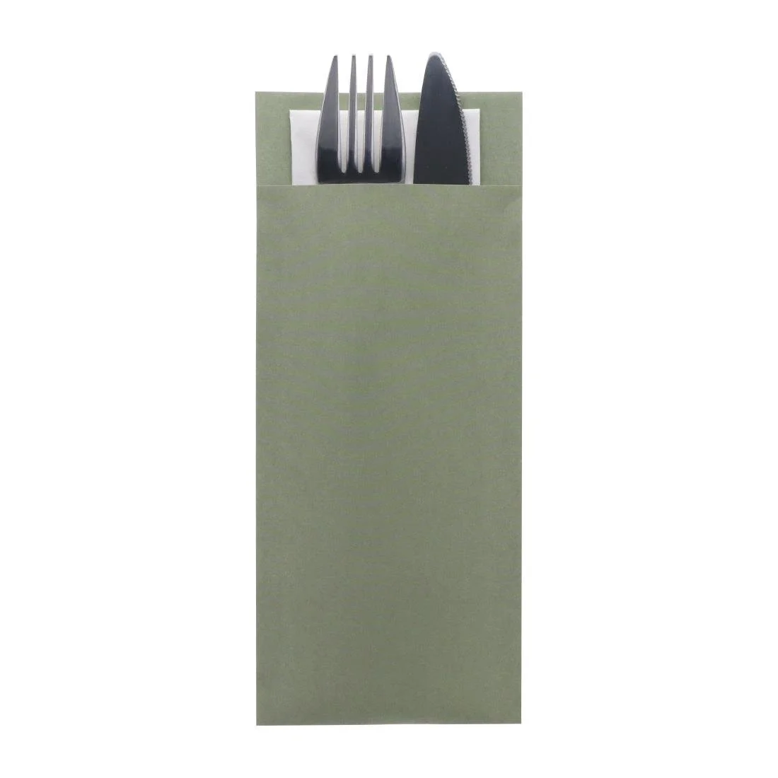 Europochette Classic Size Sage Green Cutlery Pouch with White 2ply Napkin (500 Pack) - Image 2