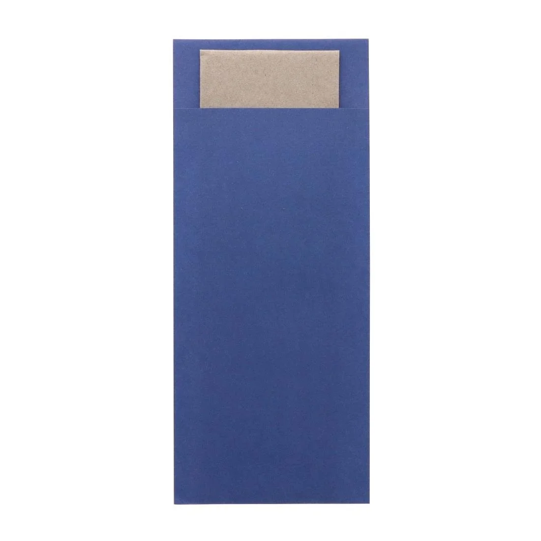 Europochette Classic Size Marine Blue Cutlery Pouch with Kraft 2ply Napkin (500 Pack) - Image 1