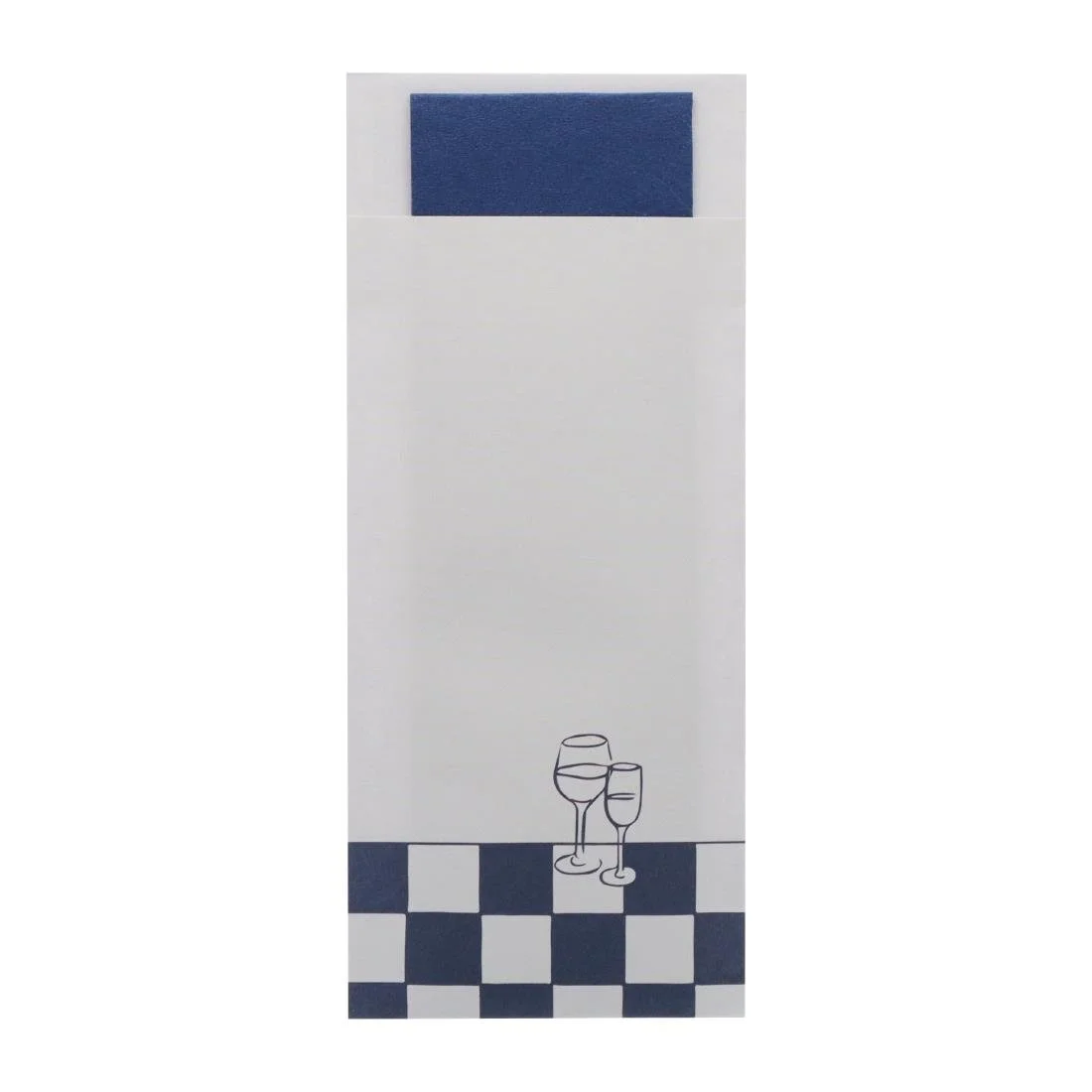 Europochette Classic Size Wine & Dine Cutlery Pouch with Blue 2ply Napkin (500 Pack) - Image 1